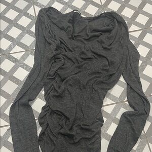 Zara Charcoal Long Sleeve ruched wrap Top
